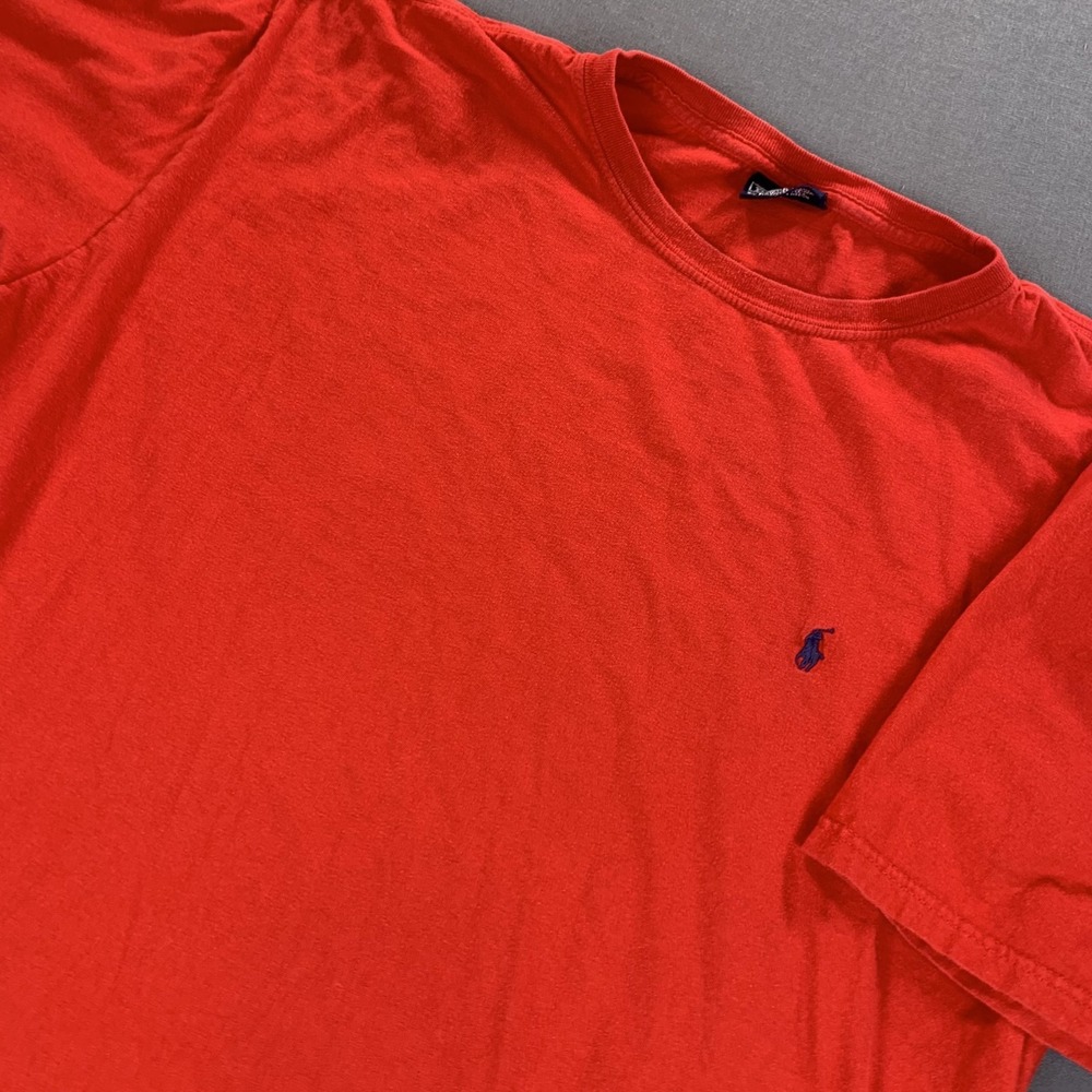 VTG Polo Ralph Lauren Shirt Mens XL Red Crewneck Cotton Short‎ Sleeve Logo Pony